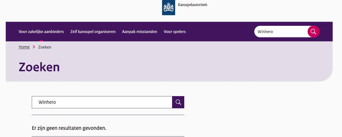 KSA Kansspelwijzer met actuele zoekcontrole voor Winhero of de huidige exploitantnaam